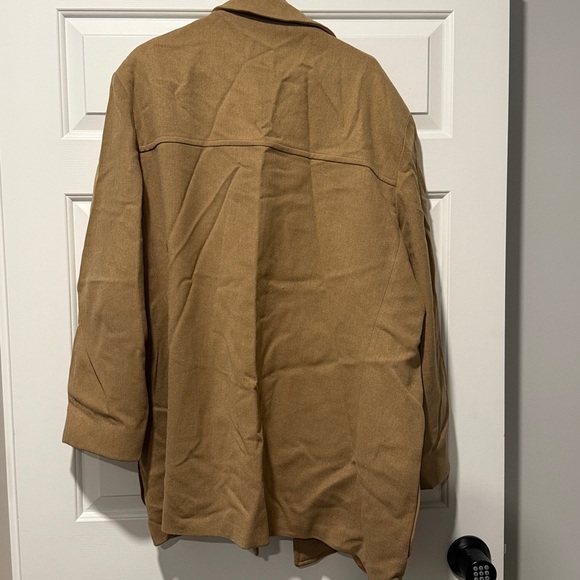 Tan Wool Coat with Button Closure - Picture 2 of 2